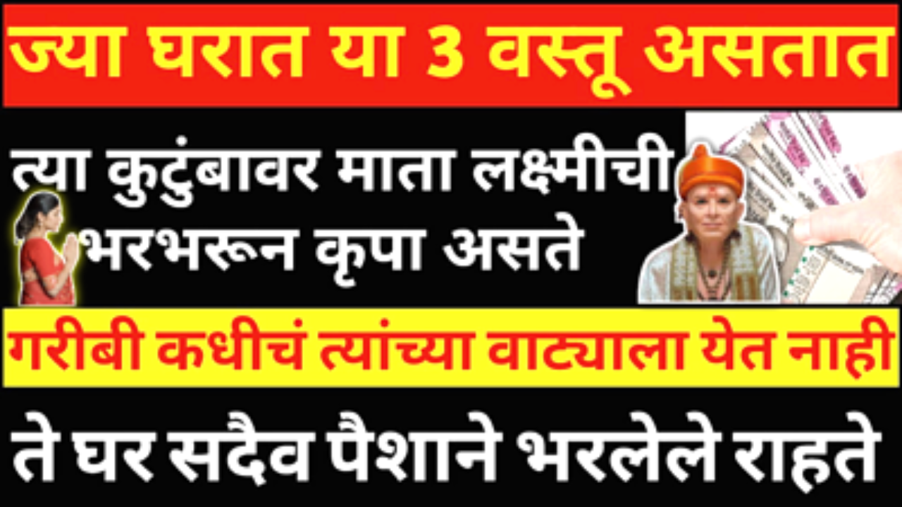 ज्या घरात या 3 वस्तू असतील तर तुम्हाला श्रीमंत बनण्यापासून कोणीही रोखू शकत नाही….